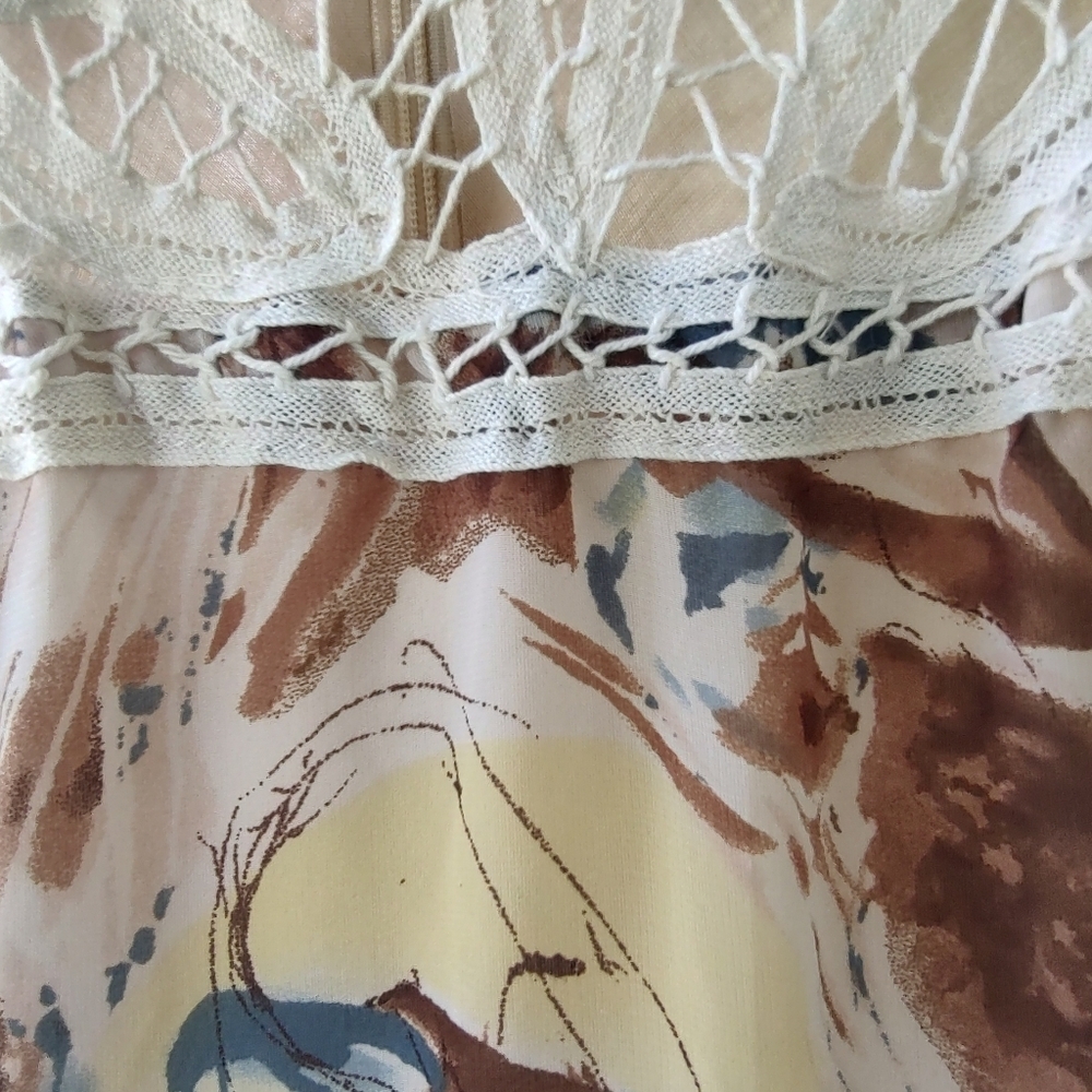 Anthropologie áreve Elegant Floral Print Crochet Maxi Dress - Picture 3 of 6